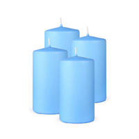 STUMPENKERZEN 4er Pack "Hellblau", Größe Ø7cm x Höhe: 12 cm - Hellblau, Naturmaterialien (7/12cm) - Bestlivings