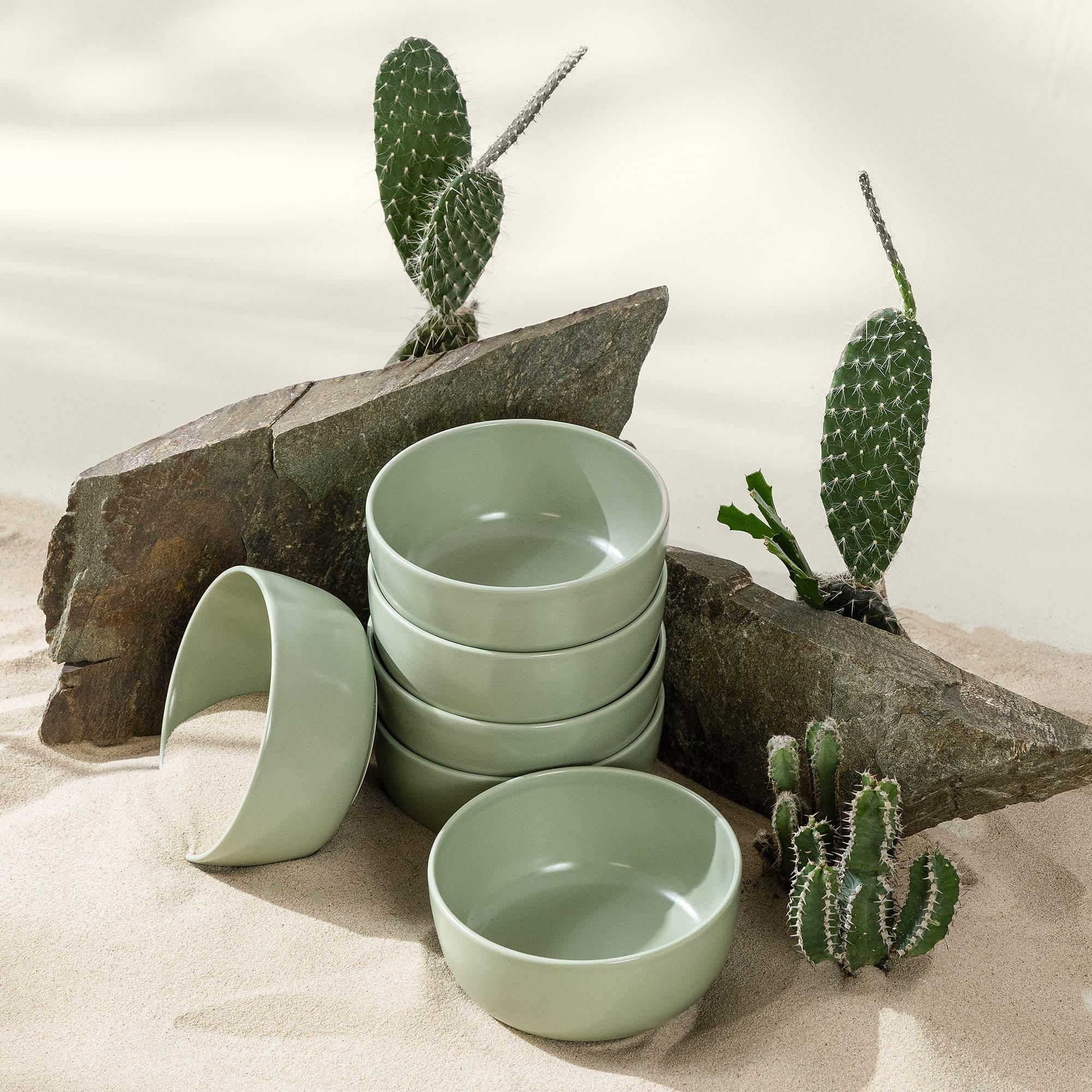 SCHÜSSEL-SET VICTO 6 Personen 6-tlg - Grün, Keramik - KONSIMO®
