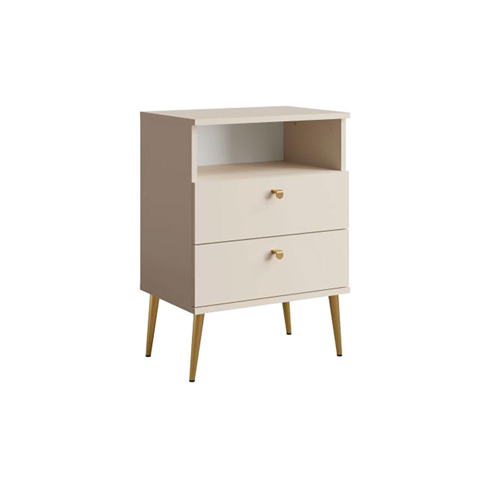 NACHTTISCH High beige 50 / 34 / 69,5cm - Beige/Goldfarben, Holz/Holzwerkstoff (50/70/34cm) - Feldmann-Wohnen