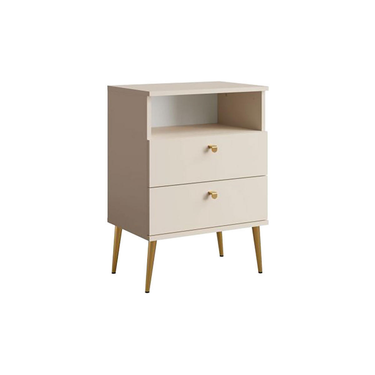 NACHTTISCH High beige 50 / 34 / 69,5cm - Beige/Goldfarben, Holz/Holzwerkstoff (50/70/34cm) - Feldmann-Wohnen