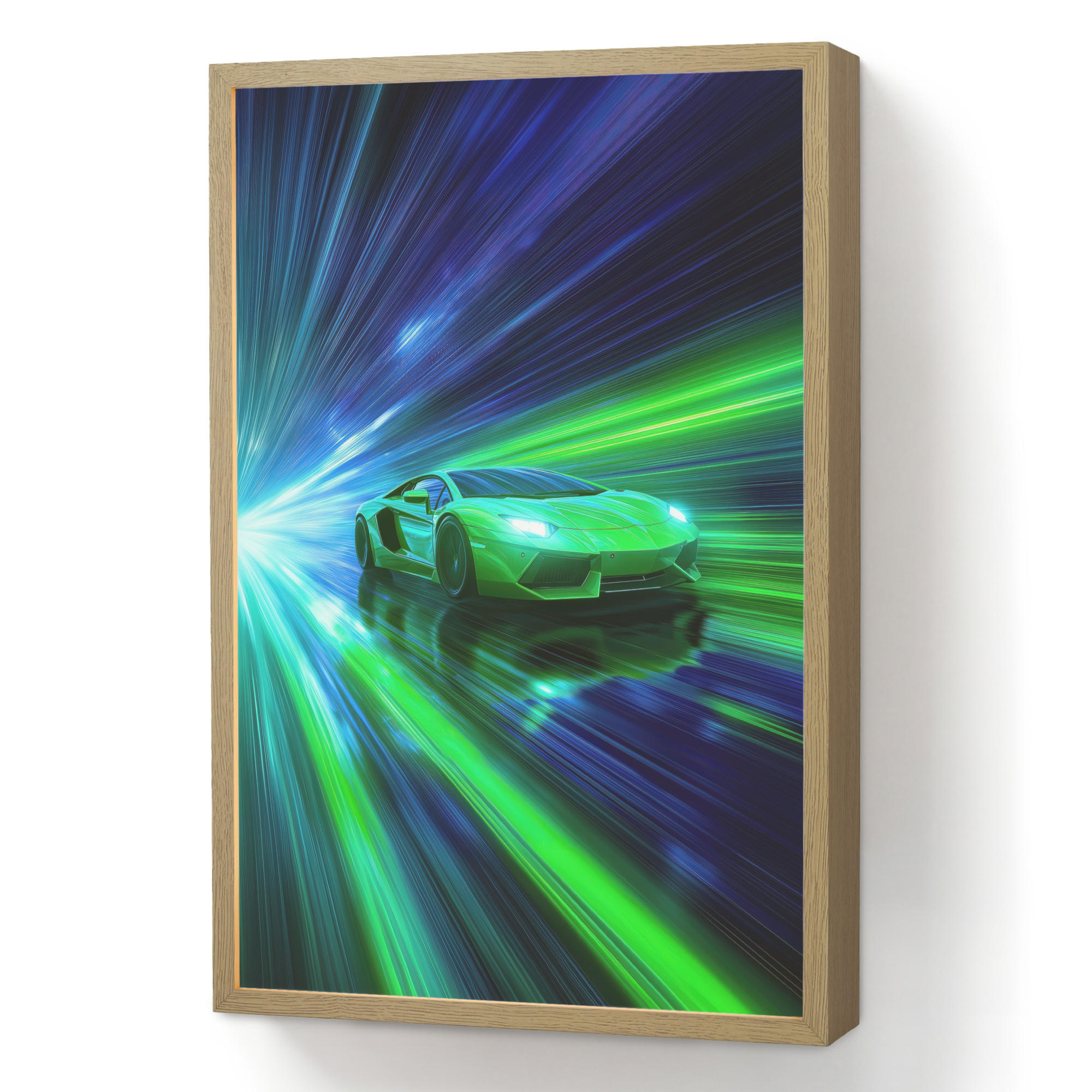 OnlyWow DOBÍJECÍ NOČNÍ LAMPIČKA Rychlost - Lehké - Sportovní vůz - Zelená 40x60 cm