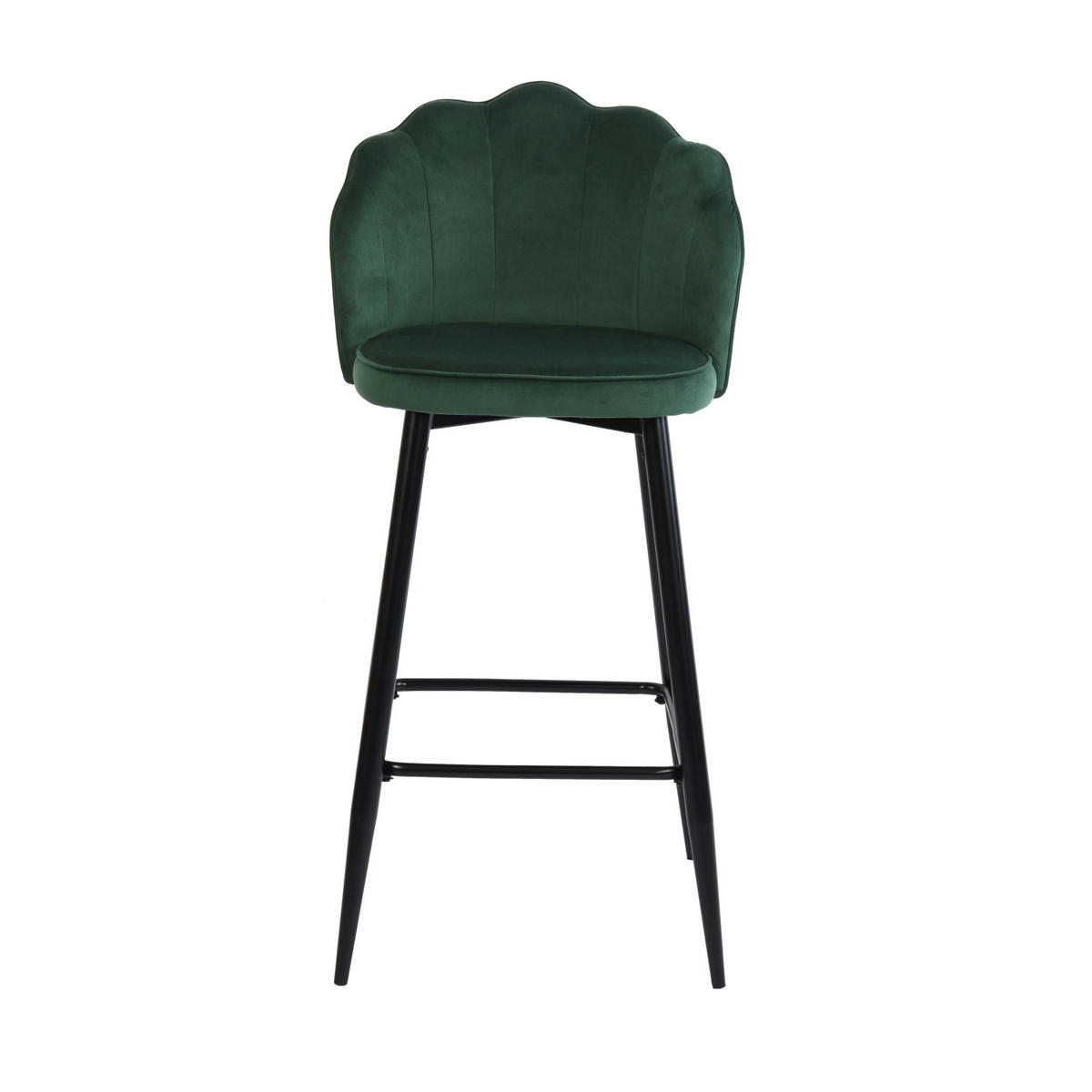 BARHOCKER 2er-Set Metallfüße, Samt, grün - Schwarz/Grün, Holzwerkstoff/Textil (50/101/55cm) - Urban Meuble