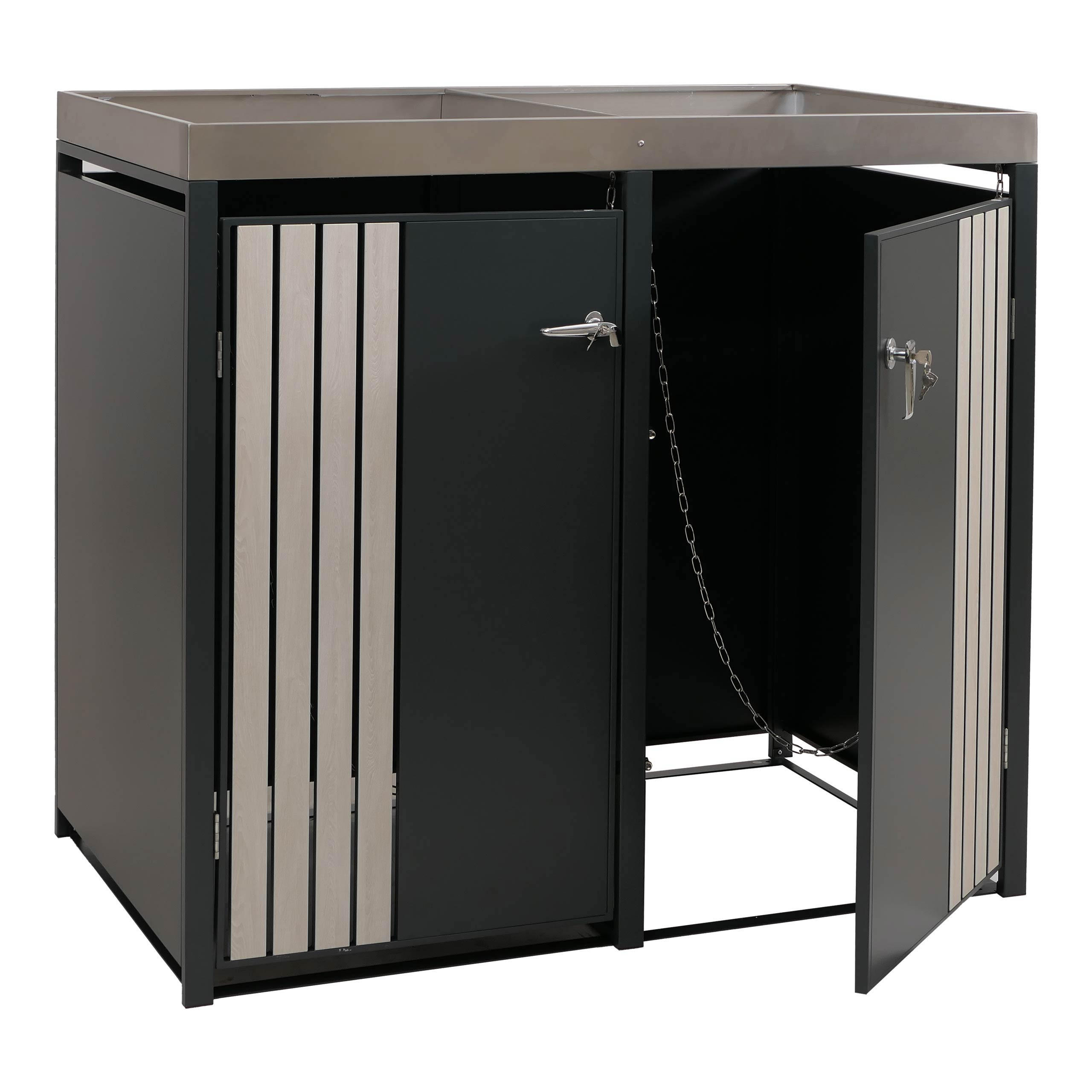 2ER-MÜLLTONNENVERKLEIDUNG Anthrazit, Hellbraun - Hellbraun/Anthrazit, Metall (132/125/84cm) - Jamb