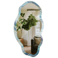 SPIEGEL 90x45 cm asymmetrisch mit Druck - Meereswellen - Transparent, Glas (45/90/0.4cm) - TULUP