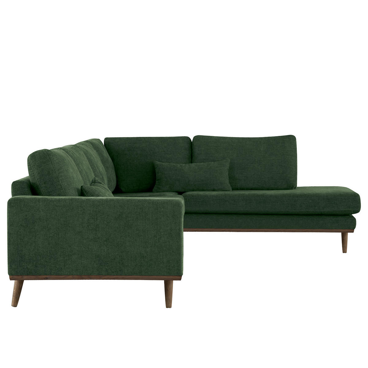 ECKSOFA mit Ottomane - Dunkelgrün/Eichefarben, Eichenholz/Textil (287/219cm) - home24
