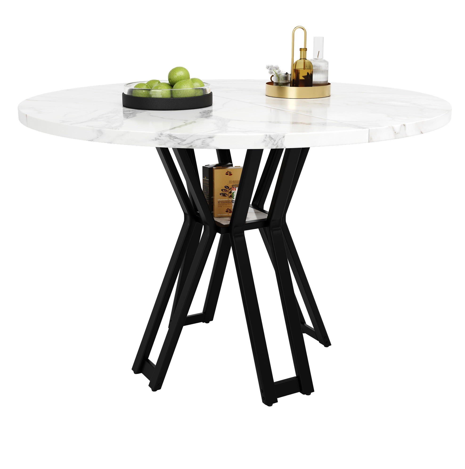 Redom JÍDELNÍ stůl 100/100/76 cm s mramorovou deskou a nastavitelnými nohami, Černá