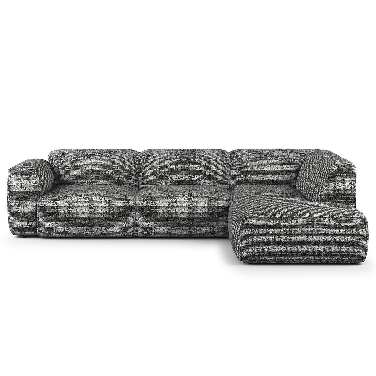3-SITZER ECKSOFA mit Recamiere - Schwarz/Grau, Kunststoff/Textil (295/231cm) - home24