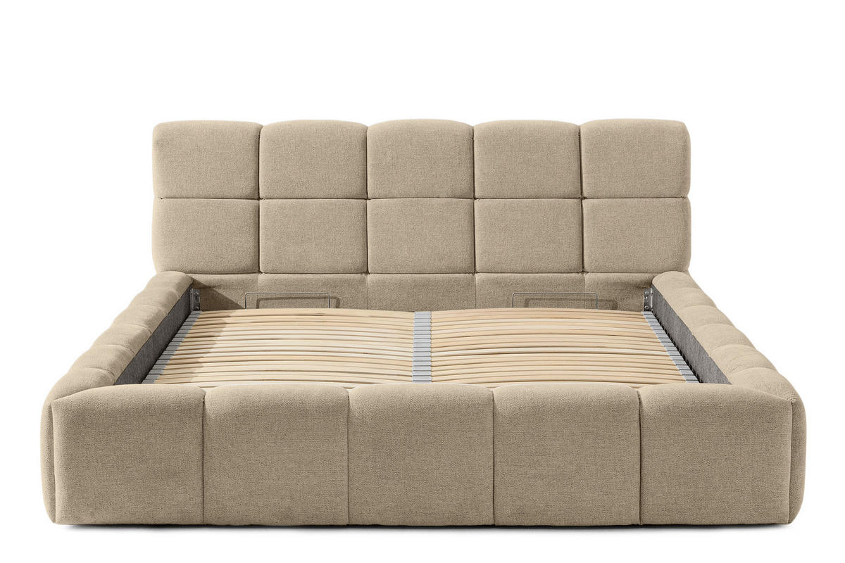 POLSTERBETT AERI 140/160/180/200 mit Rahmen und Bettkasten, beige - Beige, Holz/Holzwerkstoff (160/200cm) - KONSIMO®