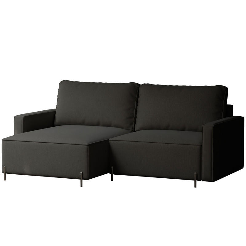 ECKSOFA LEO Links, mit Schlaffunktion und Bettkasten, Anthrazit - Anthrazit, Textil/Metall (229/148cm) - Idohome