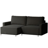 ECKSOFA LEO Links, mit Schlaffunktion und Bettkasten, Anthrazit - Anthrazit, Textil/Metall (229/148cm) - Idohome