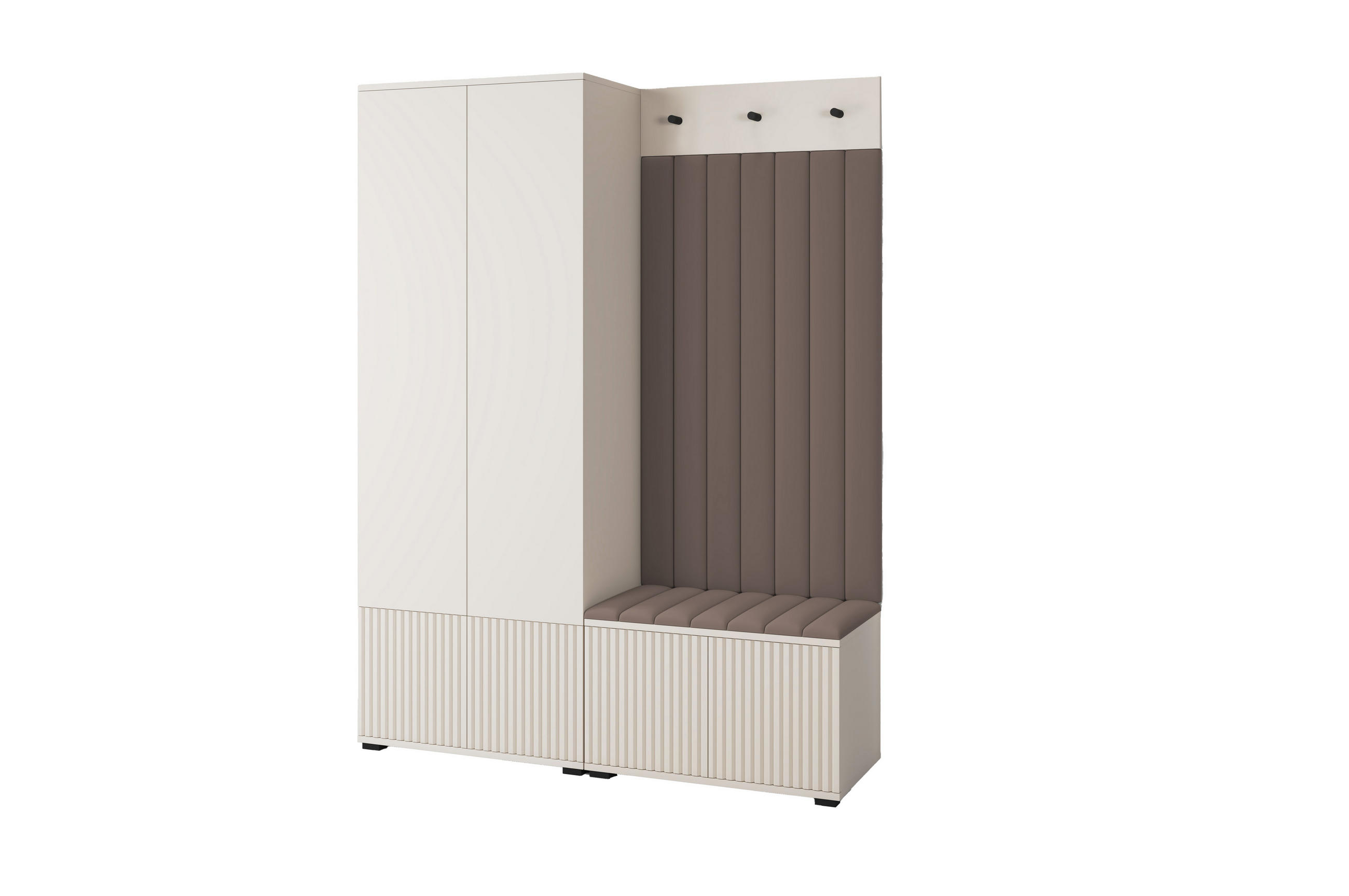 GARDEROBE Ritmo version 1 mit POLSTERPANEELEN BRAUN - Beige/Braun, Holzwerkstoff (140/185/40cm) - Jerpax