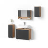 BADMÖBEL-SET Ronco Anthrazit gestreift 4 Teile - Eichefarben/Anthrazit, Holzwerkstoff (80/58/41cm) - Livinity®