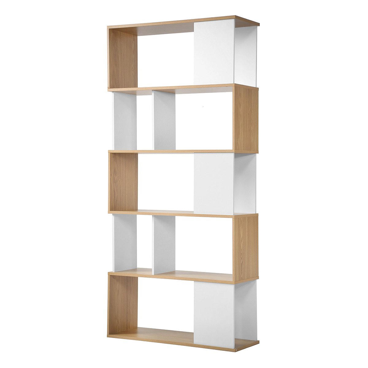 BÜCHERREGAL in Weiß- und Eichendekor - H173,5 cm - Weiß, Holzwerkstoff (29.5/173.5/80cm) - Calicosy