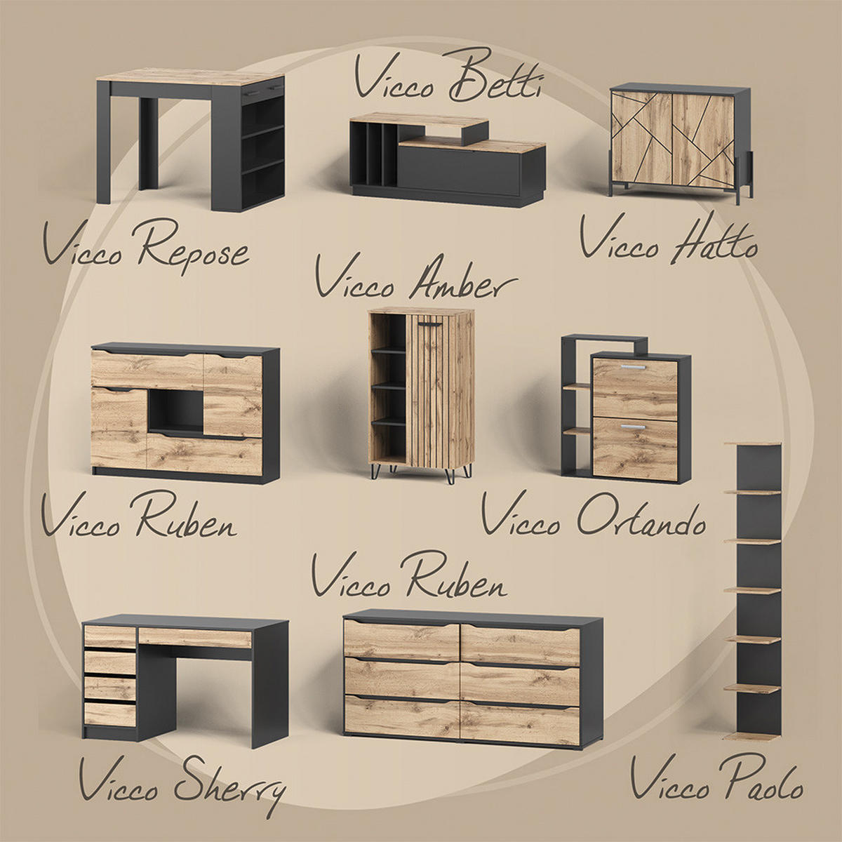JÍDELNÍ STŮL Tisko Rustikální dub/šedá - divoký dub, kompozitní dřevo (80/160/76cm) - Vicco