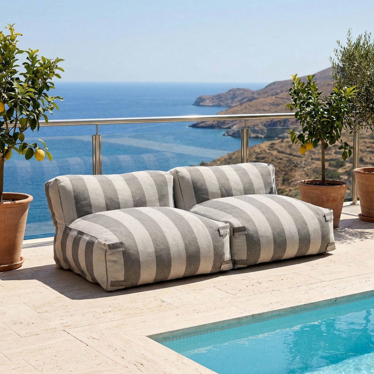 SESSEL 2-tlg., grau - Grau, Textil (85/65/170cm) - Oviala