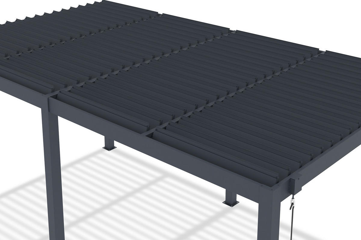BIOKLIMA-PERGOLA Agosta 5x3m freistehend 250 cm hoch Graues Aluminium - Grau, Metall (509/248/304cm) - Cazeboo