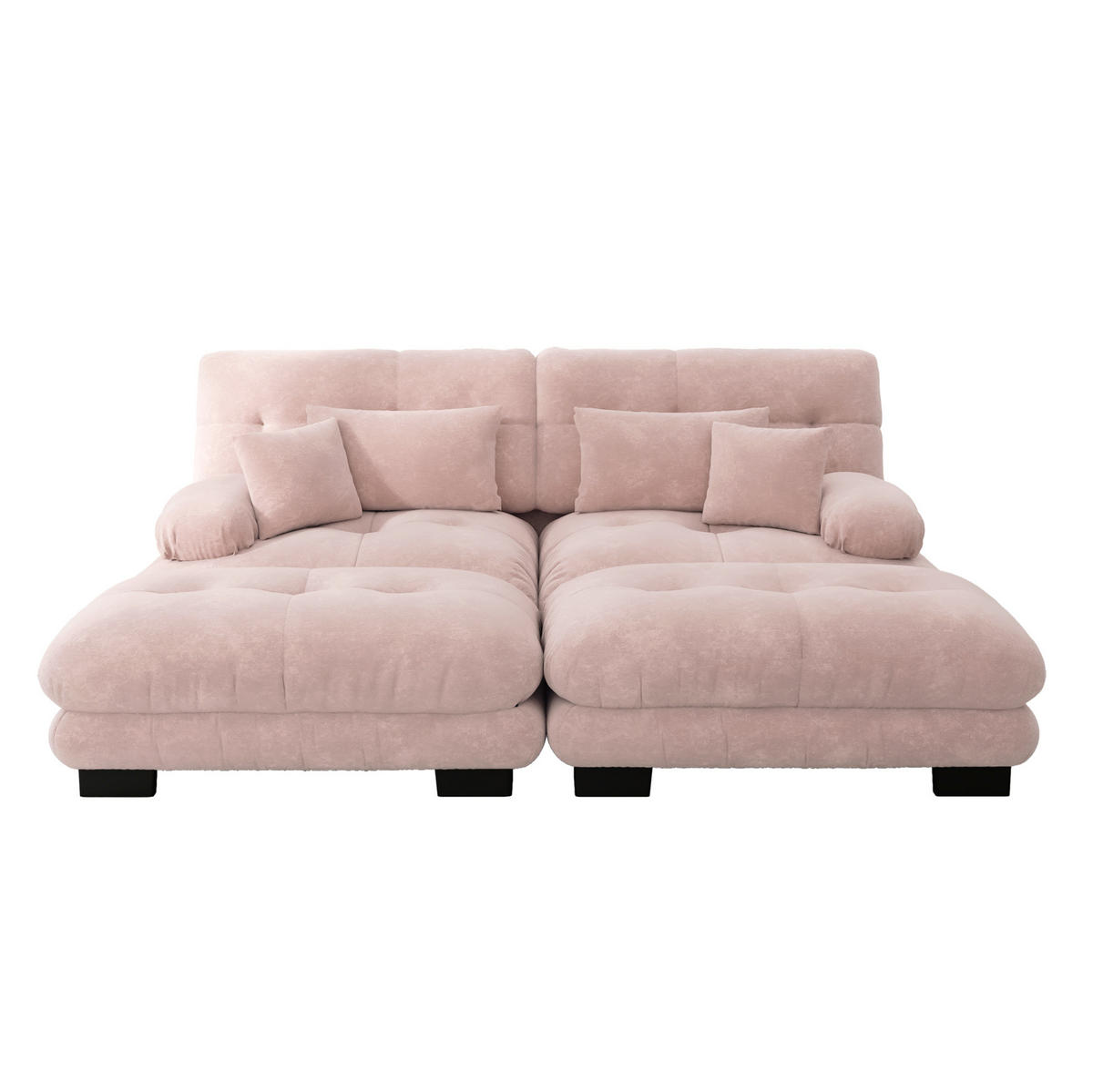 ECKSOFA mit modularem Design, beweglichen Ottomane, Deko- und Lendenkissen aus Chenille, Pink - Pink, Textil (220/145cm) - Redom