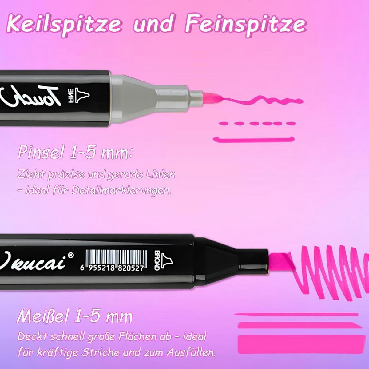 MARKER 48 Farben Set Doppelseitige Pinselspitze - Multicolor, Kunststoff (10/10/15cm)
