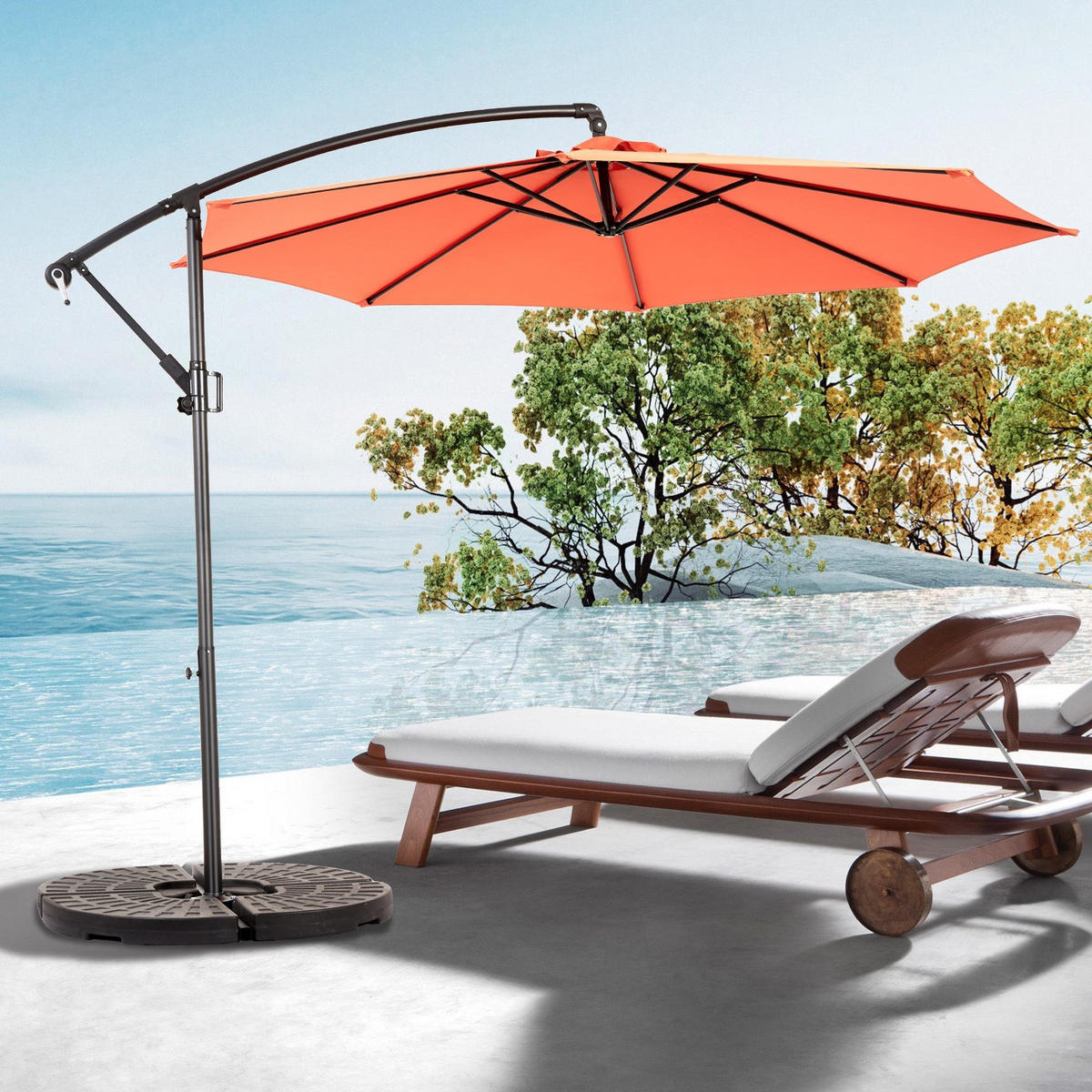 SONNENSCHIRM 295x295cm,Ampelschirm,Gartenschirm,Aluminium,Sonnenschutz,Orange - Orange, Metall (295/295cm) - LVHOM