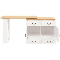 KÜCHENINSEL 135/39/92.8 cm Weiß mit 4 Schubladen, seitliches Snackregal und LED-Lichtleiste - Weiß, Holz (39/92.8/135cm) - Oxeza