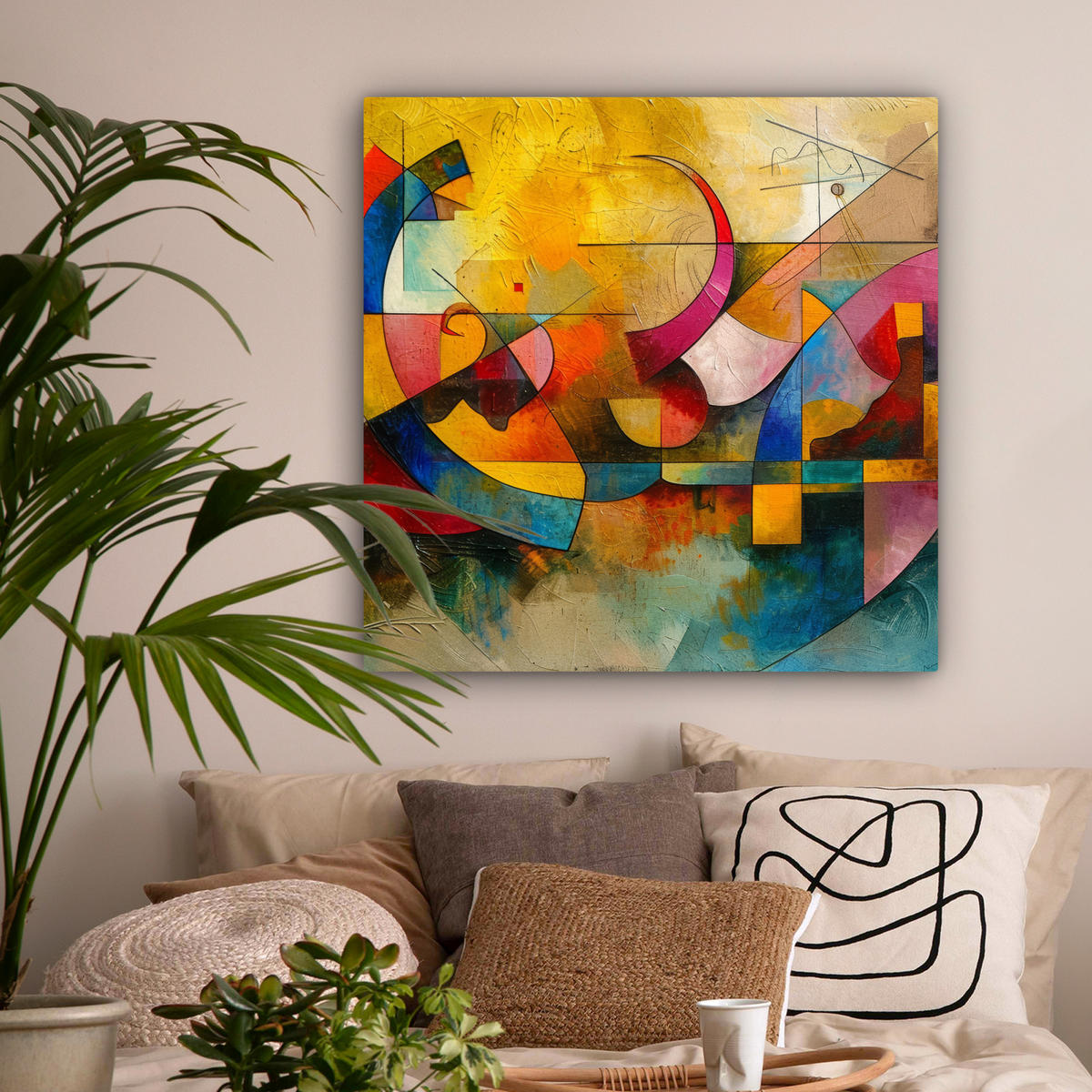 LEINWANDBILD Kunst - Abstrakt - Modern Deko Groß 90x90 cm - Gelb, Textil (90/90cm) - MuchoWow