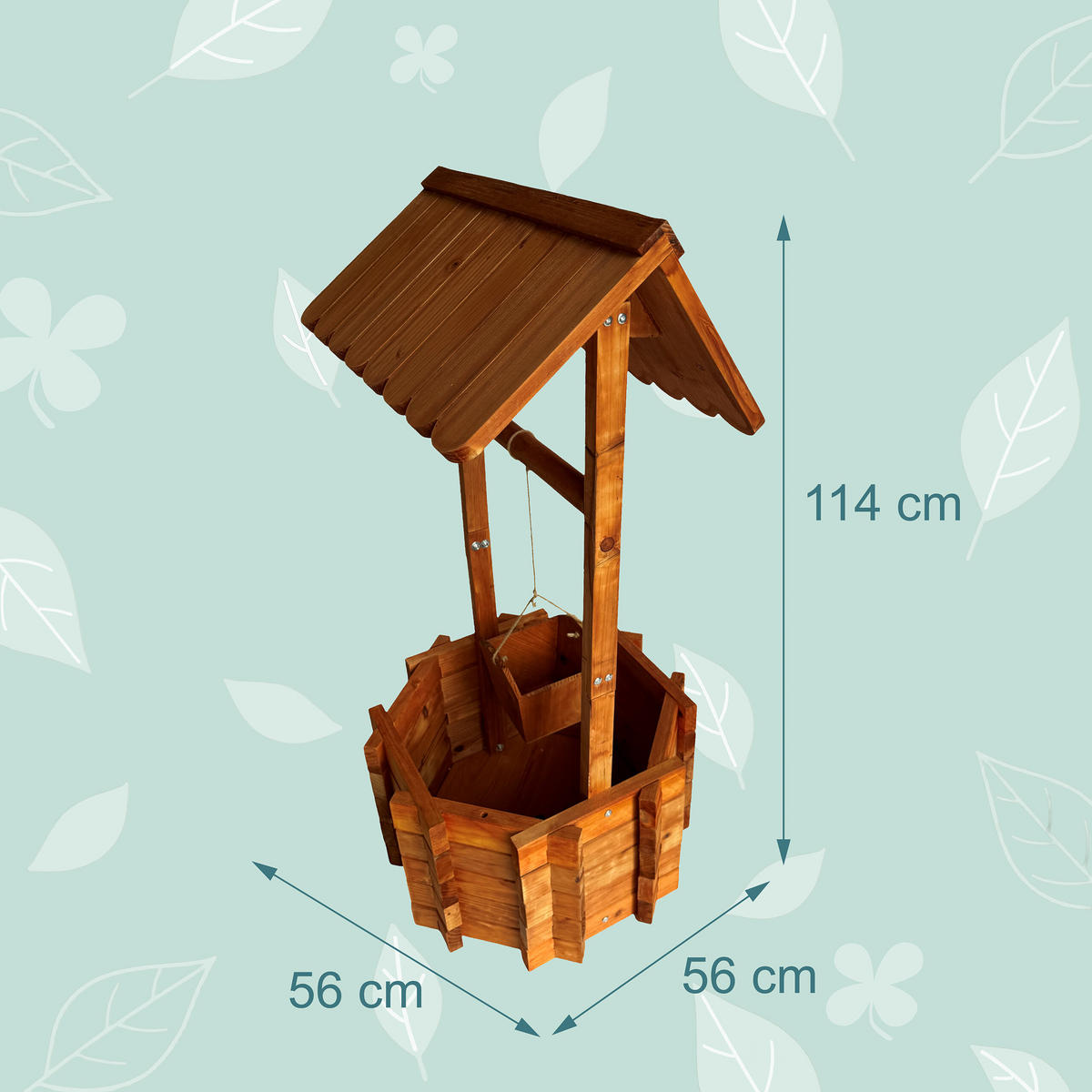 LESENI vodnjak - oranžna, tekstil/les (56/56/114cm) - Relaxdays