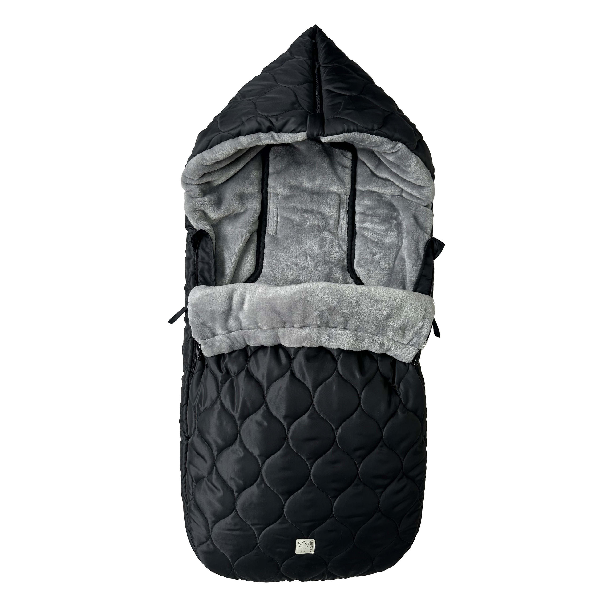 KINDERWAGEN-FUSSSACK Recy XL, black/greyblack/grey - Schwarz Hochglanz, Textil (44/7/95cm) - Kaiserbaby