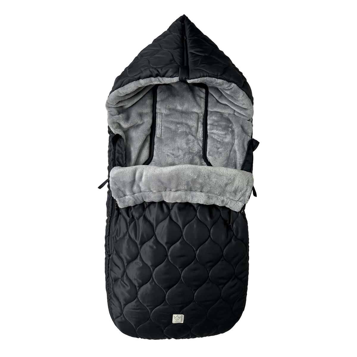 KINDERWAGEN-FUSSSACK Recy XL, black/greyblack/grey - Schwarz Hochglanz, Textil (44/7/95cm) - Kaiserbaby