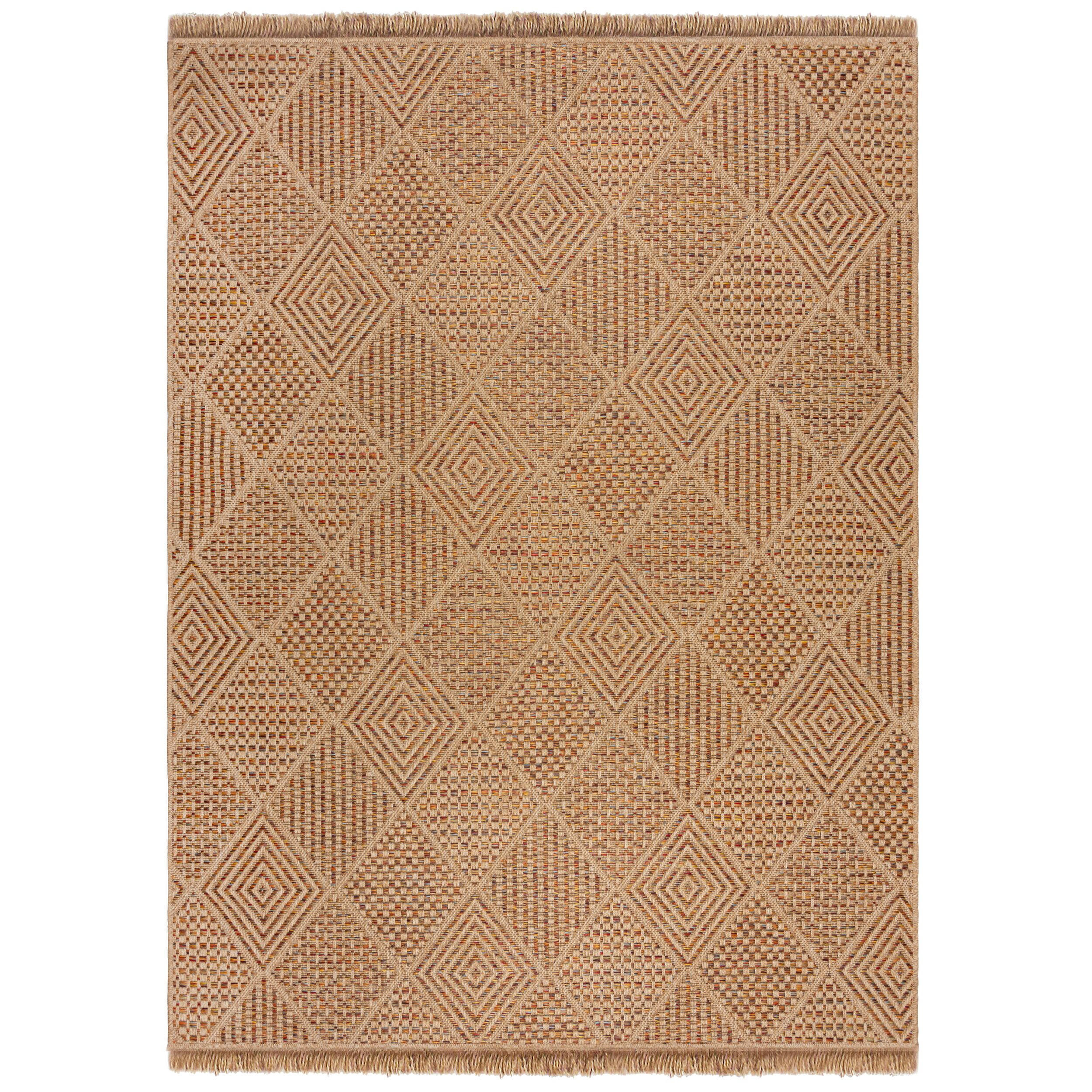 TEPPICH Outdoor Rauten Natural, Balkon schmutzabweisend Natur-Terrakotta Rechteckig 160x230 - Braun, Textil (160/230cm) - KADIMA DESIGN