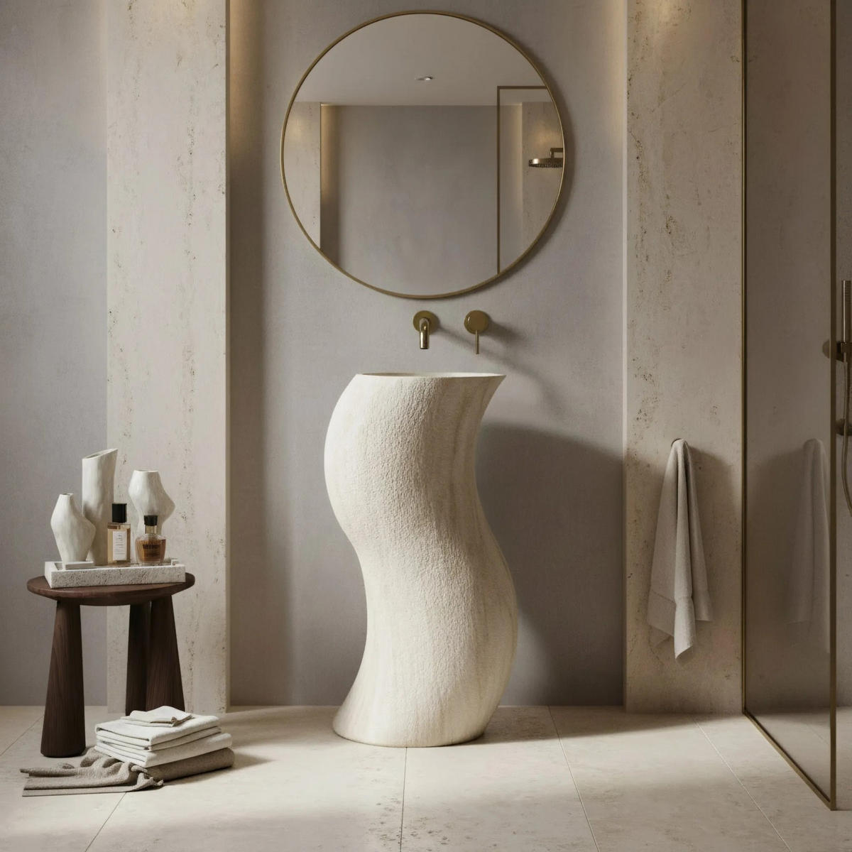 STANDWASCHBECKEN Rea Melody - Beige, Kunststoff (39/84/49cm) - REA