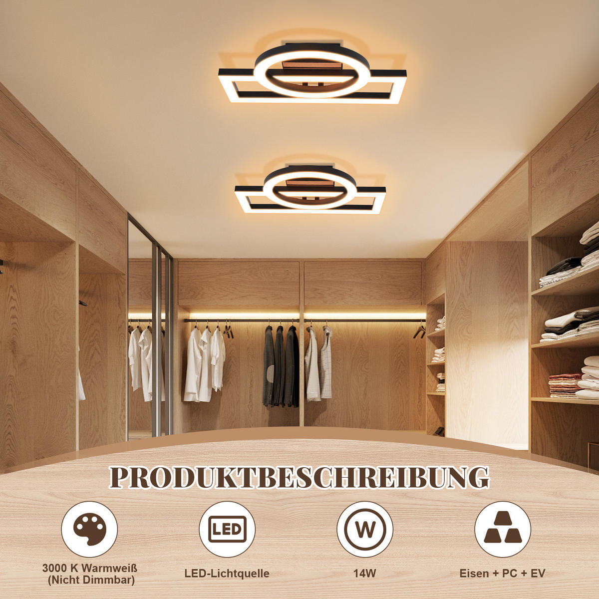 LED DECKENLEUCHTE Ixith 34.5/28/8 cm - Schwarz, Kunststoff/Metall (34.5/28/8cm) - ZMH