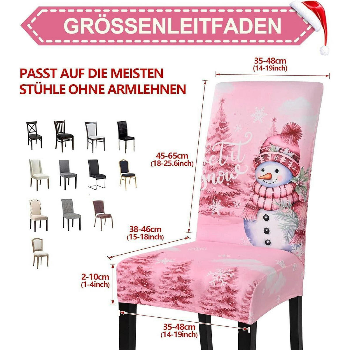 STUHLHUSSEN 4er Set Weihnachts-Design Rosa - Rosa, Textil (40/42cm)