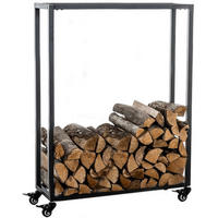 KAMINHOLZREGAL innen Metall BETTA mit Rollen 25x60x100 cm - Schwarz, Metall (60/100/25cm) - DELUKE