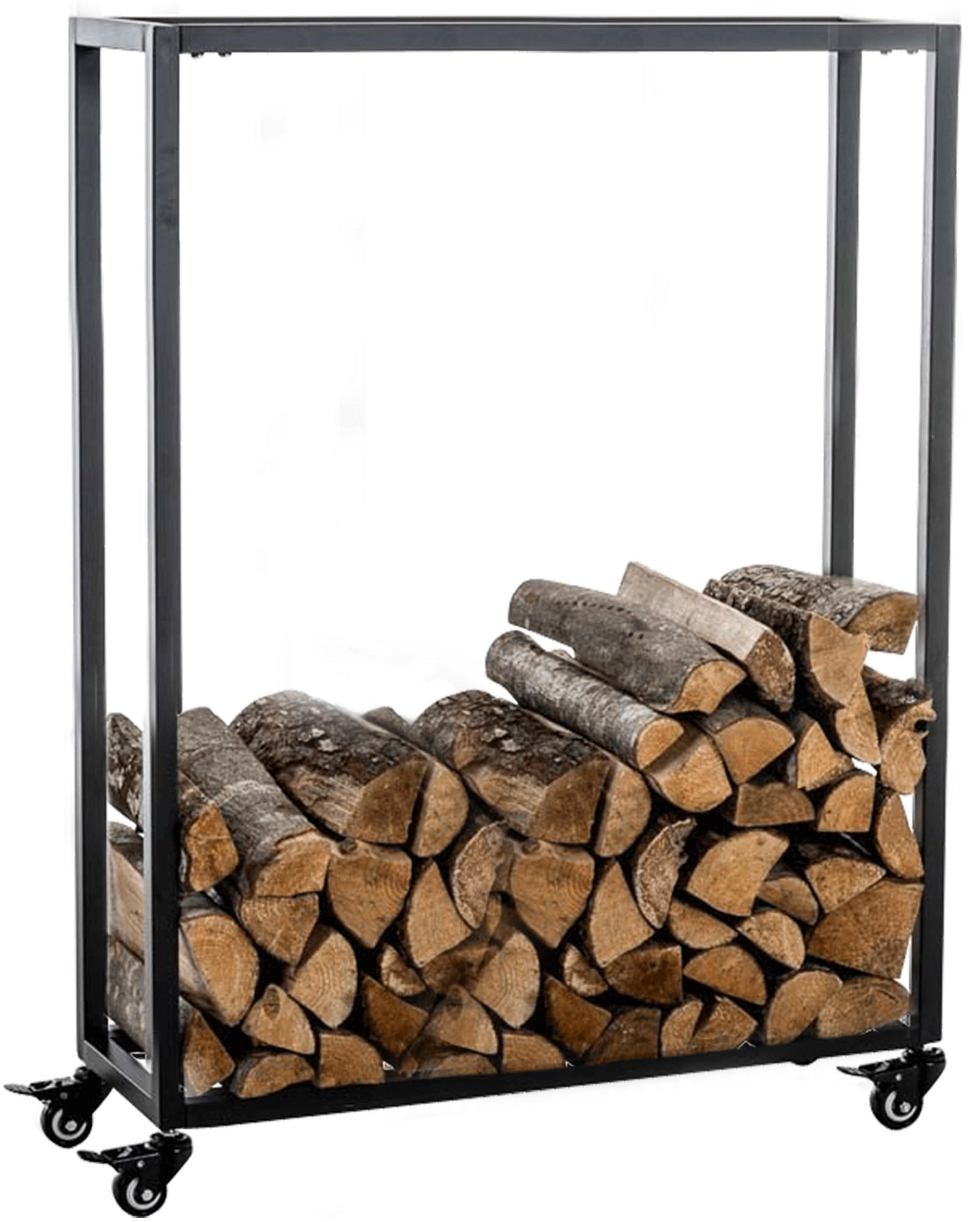 DELUKE KAMINHOLZREGAL Schwarz 60cm × 25cm × 100cm
