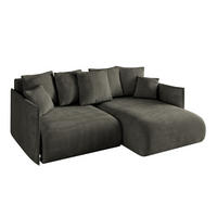 ECKSOFA Ottomane rechts ONESK-L 216x177x72 Schwarz Velours - Schwarz, Holzwerkstoff/Kunststoff (177/216cm) - ALTDECOR