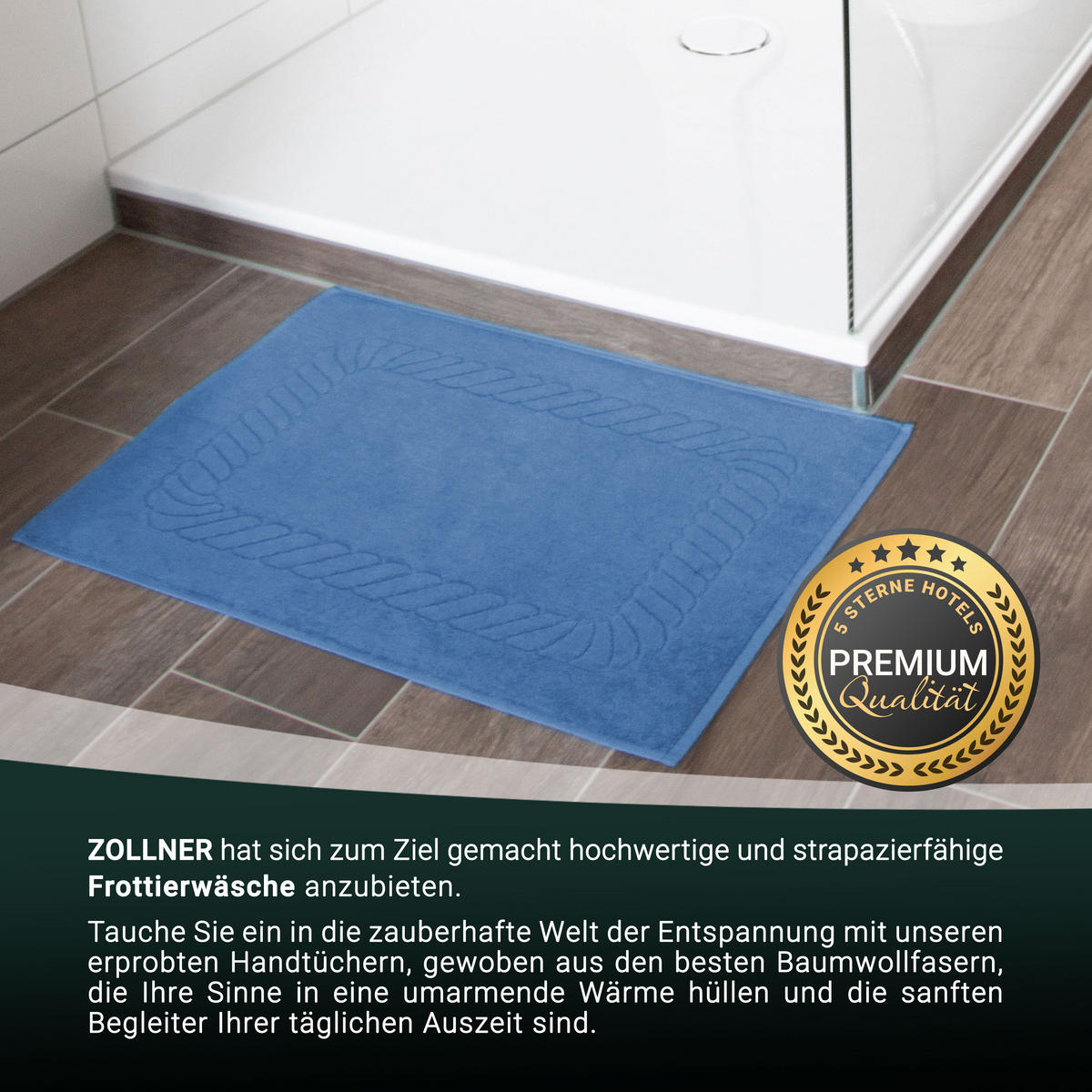 BADEMATTE, 2er-Set, 50x70 cm, 100% Baumwolle, Blau - Dunkelblau, Textil (50/70cm) - Zollner