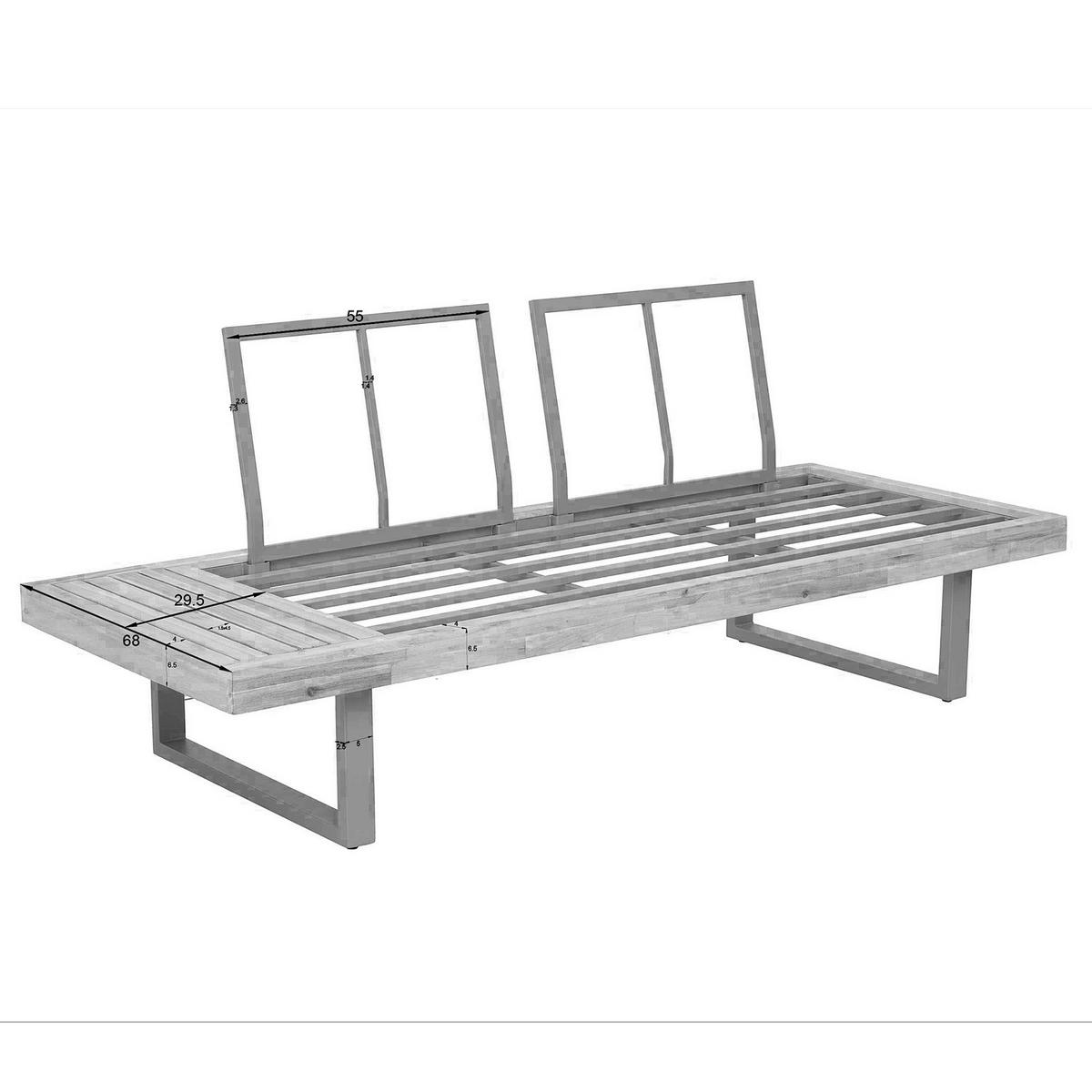 LOUNGESET - Akazie massiv / Polyester - Braun / Grau - 3-teilig - Taupe, Holz/Textil - home24