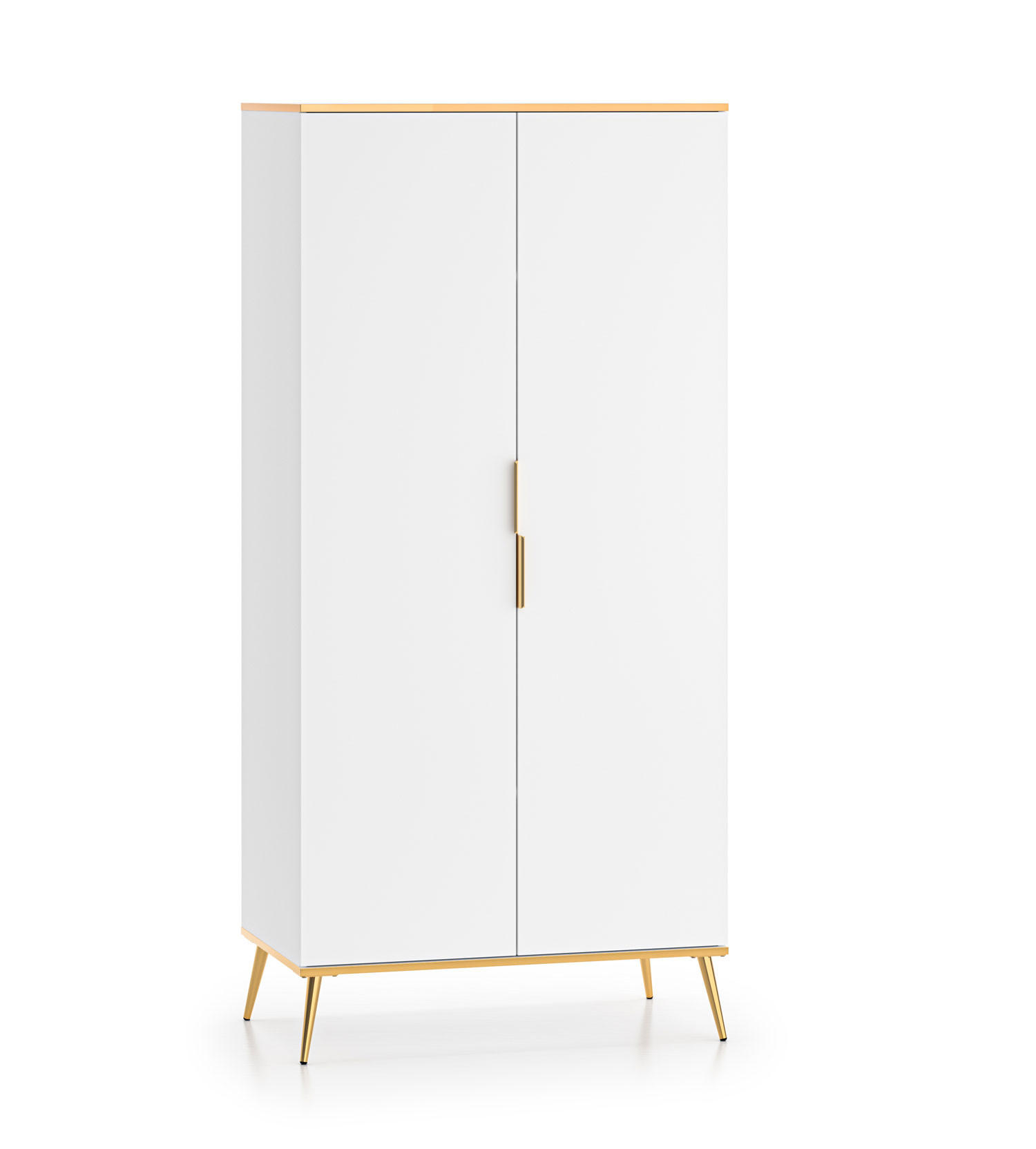 KLEIDERSCHRANK Viterbo Alpinweiß matt / goldfarben 92 / 53 / 1925cm - Goldfarben/Weiß, Holz/Holzwerkstoff (92/195/53cm) - Feldmann-Wohnen
