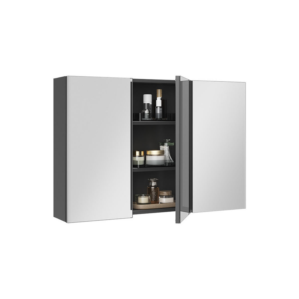 KOPALNIŠKA OMARICA Z OGLEDALOM Lavia, Antracit, 90 x 60.2 cm - antracit, leseni material (90/170/17cm) - Vicco
