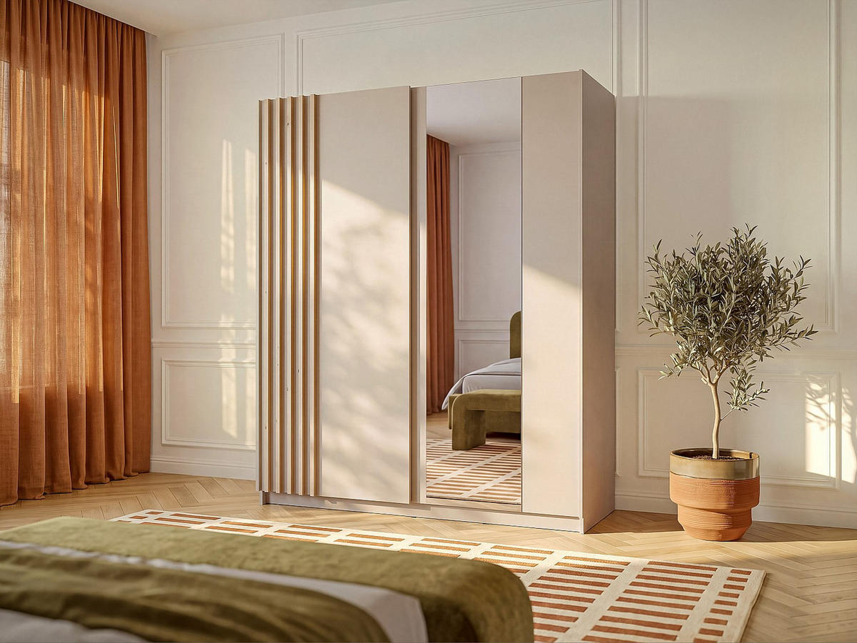 KLEIDERSCHRANK - 150.6 x 62 - holz - beige Calela - Beige, Holz (150.6/198.5/62cm) - Vente-Unique