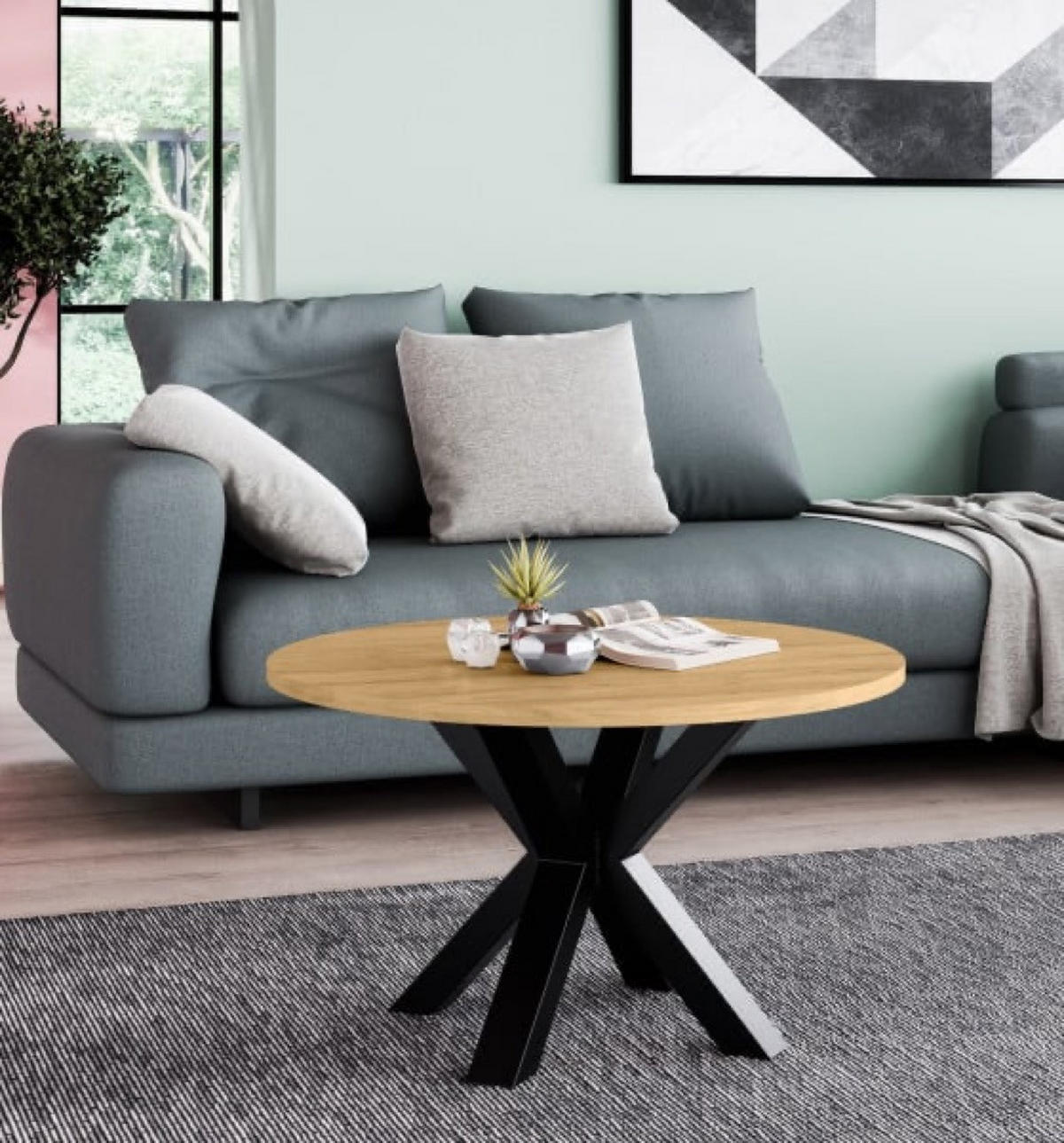 TISCH Sonoma Eiche NEO Rund 58 cm - Honigeiche, Holzwerkstoff (58/58/45cm) - Sepro Meble