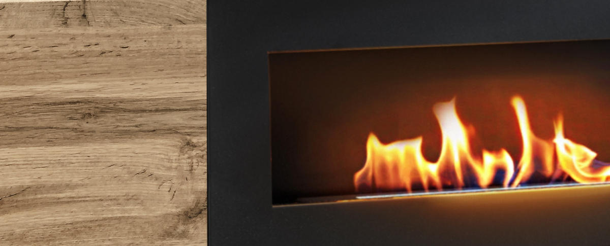 TV-LOWBOARD Eiche Wotan 180 cm, TV Unterschrank hängend mit Ethanol-Kamin - Eiche Wotan, Holzwerkstoff (180/30/40cm) - Inn.Furn