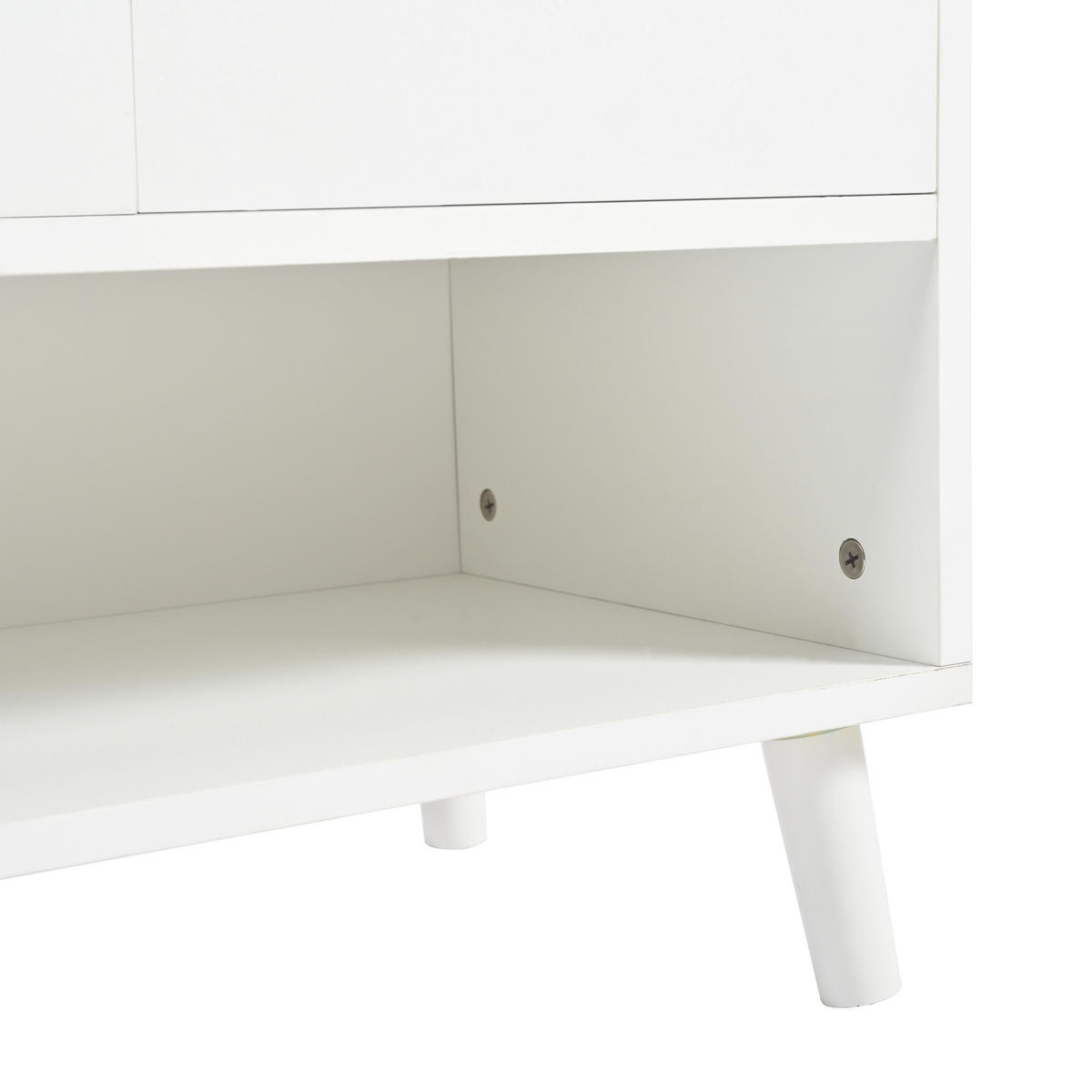 SIDEBOARD in Weiß Schuhschrank mit 4 Türen und 1 Schubladen für Esszimmer, Wohnzimmer oder Küche, B120/T35/H99cm - Weiß, Holzwerkstoff/Metall (120/99/35cm) - STILVORA