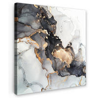 LEINWANDBILD Marmor - Schwarz - Weiß - Gold - Luxus - Abstrakt 50x50 cm - Goldfarben, Textil (50/50cm) - MuchoWow