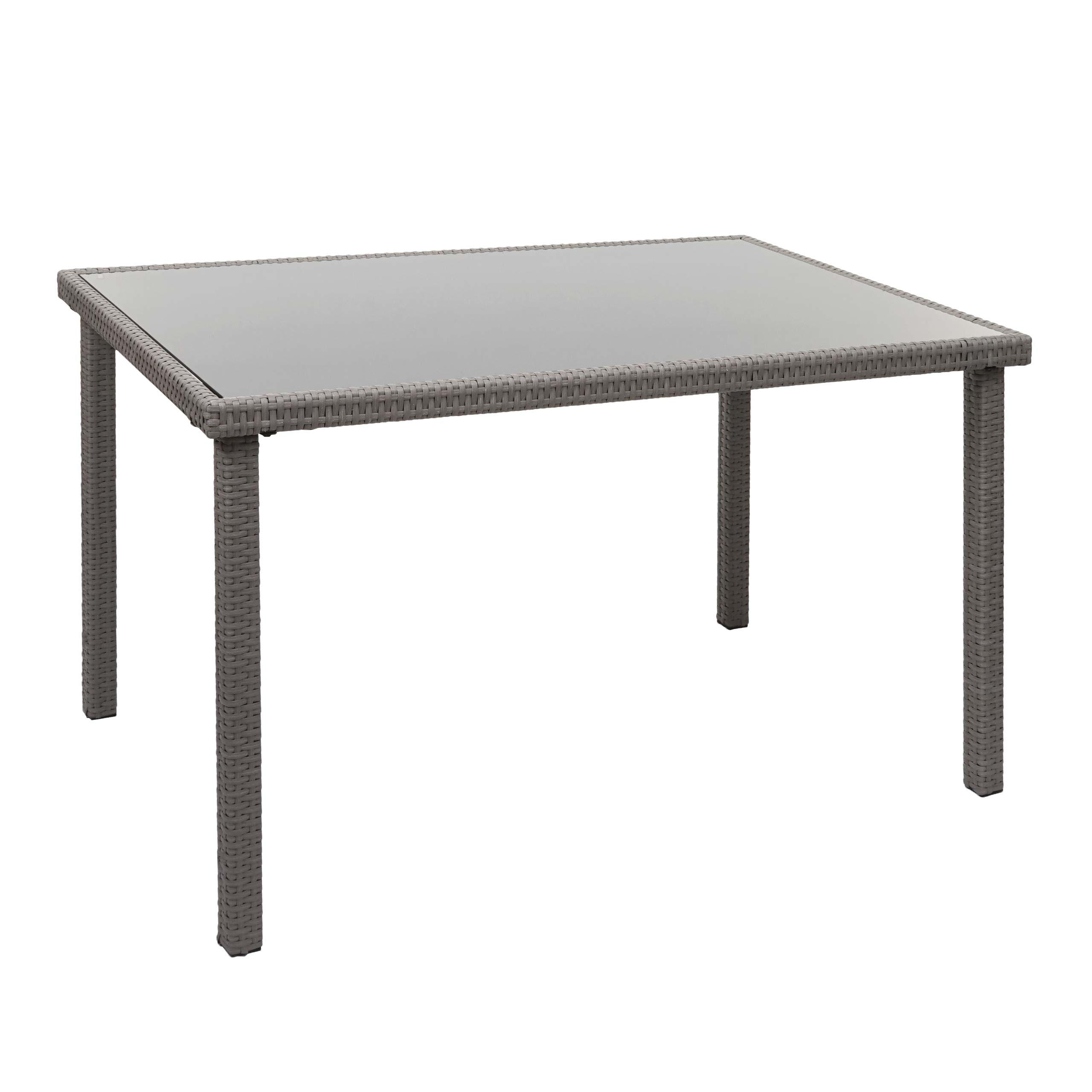 POLY-RATTAN TISCH rechteck Grau - Hellgrau, Kunststoff (75/120/71cm) - MCW
