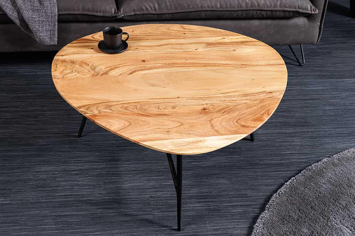 COUCHTISCH BEAUTY BY NATURE Akazie quadratisch Natur 70cm - Schwarz/Braun, Holz/Metall (70/70/42cm) - riess-ambiente