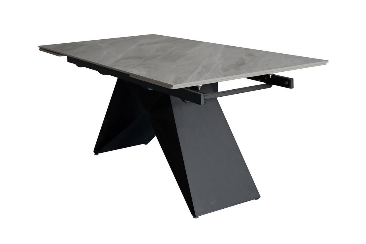 ESSTISCH MILLIE - Hellgrau/Schwarz, Keramik (90/180/76cm) - SAM