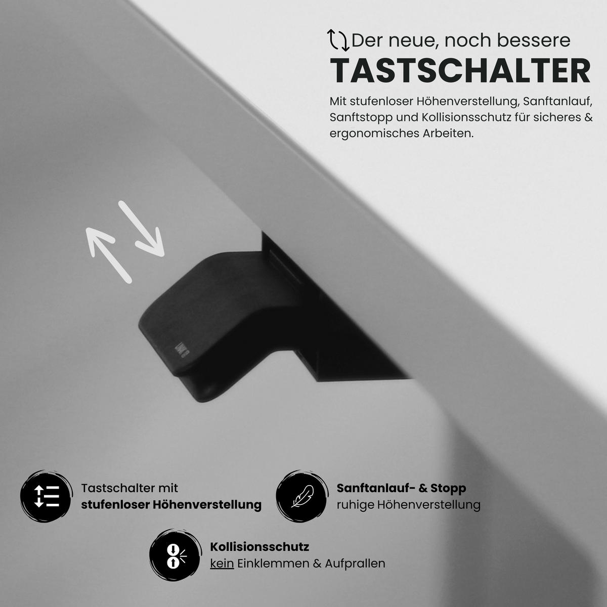 SCHREIBTISCH elektrisch XMST 100/200/74 cm in Eichefarben/Silberfarben - Eichefarben/Silberfarben, Holzwerkstoff (100/200/74cm) - bümö