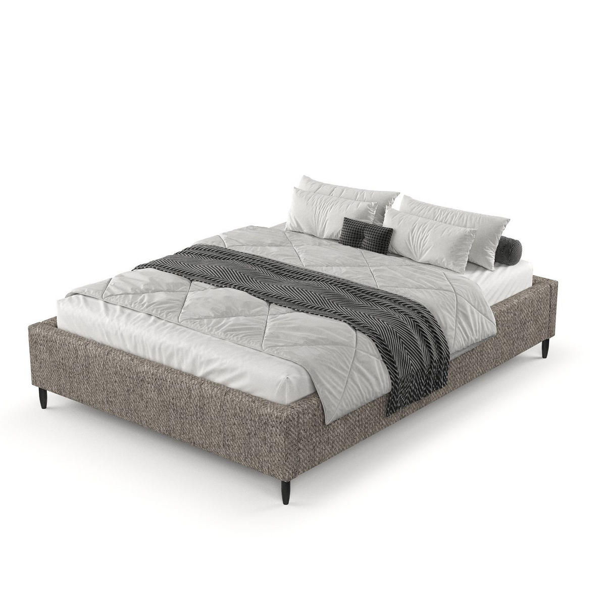 POLSTERBETT Larch Brown 180/200 cm im Webstoff - Schwarz/Naturfarben, Holz/Holzwerkstoff (180/200cm) - Maison de Reve