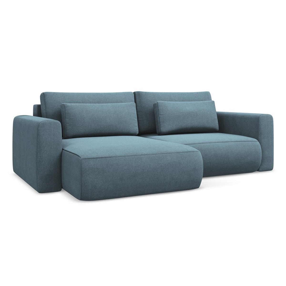 ECKSOFA mit Schlaffunktion Strukturstoff Stoff Blau - Blau/Schwarz, Kunststoff/Textil (149/240cm) - LaMiaSofa
